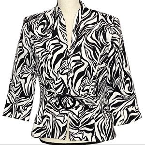 Kim Rogers Blazer 8 Zebra Print Micro Quilt Jacket